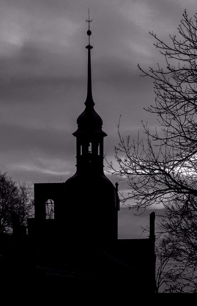 Tårn på Gaustad i sort/hvitt.